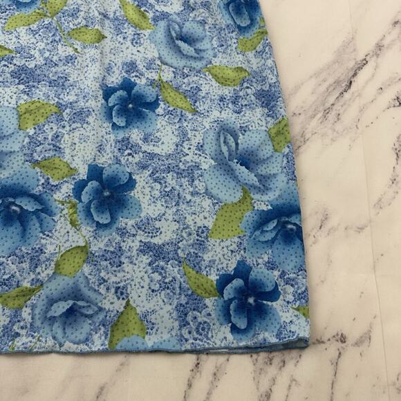 Xhilaration Womens Vintage Y2k Slip Skirt Size M Blue Green Floral Side Slit - Picture 10 of 11